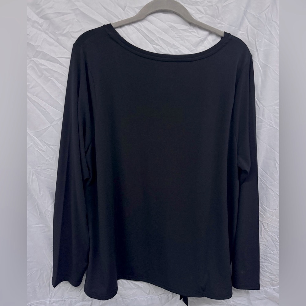 Jason Wu Black Asymmetrical Ruched Long Sleeve Tunic s 1X - Picture 6 of 7
